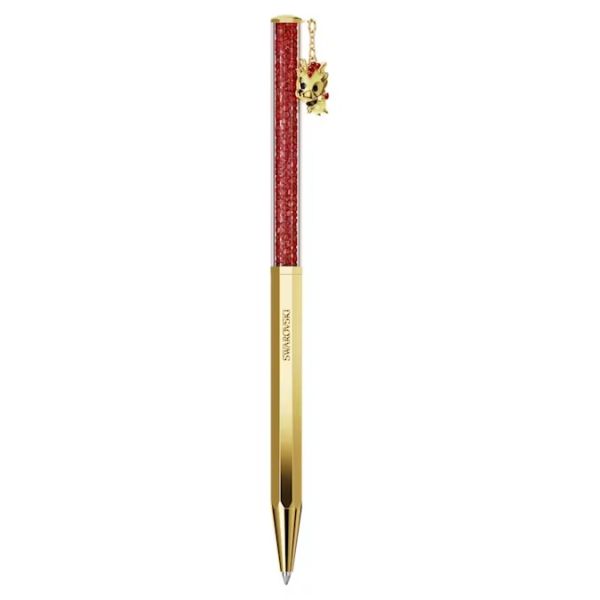 Esferográfica Swarovski Crystalline Dragon & Phoenix Modelo Octagonal Dragã£O Vermelha Lacado a Dourado