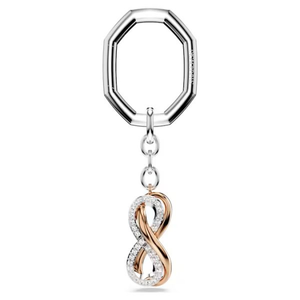 Chaveiro Swarovski Infinity Branco Acabamento de combinação de metais