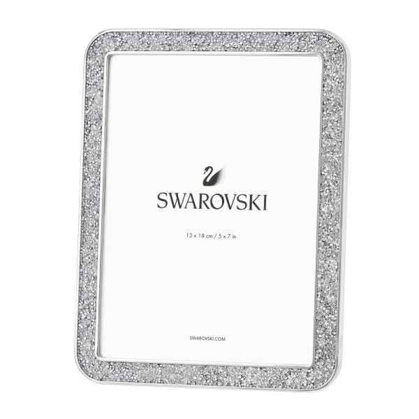 Porta-Retratos Swarovski Minera Forma Retangular Médio Prateado