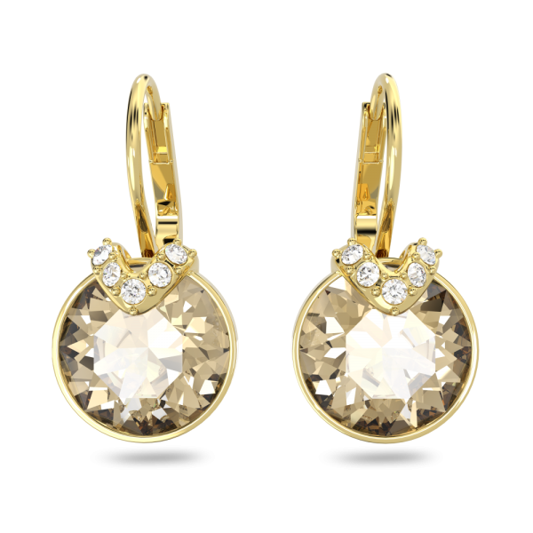 Brincos Swarovski Compridos Bella V Lapidação Redonda Dourado Lacado a Dourado
