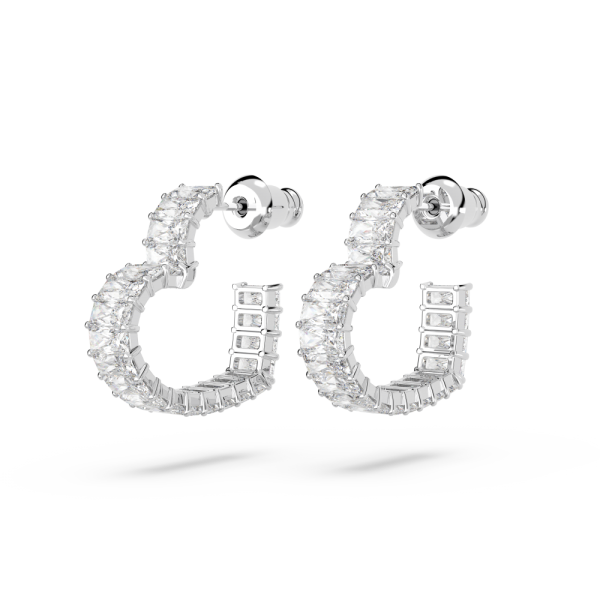 Brincos Swarovski Argola Matrix Coração Pequenas Brancos Lacado a Ródio