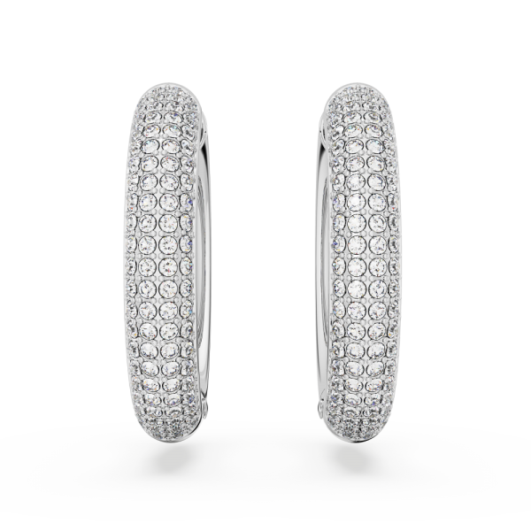 Brincos Swarovski Argola Dextera Médias Brancos Lacado a Ródio