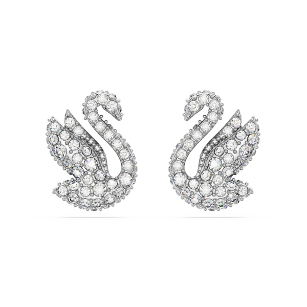 Brincos Swarovski Stud Iconic Swan Cisne Branco Lacado a Ródio
