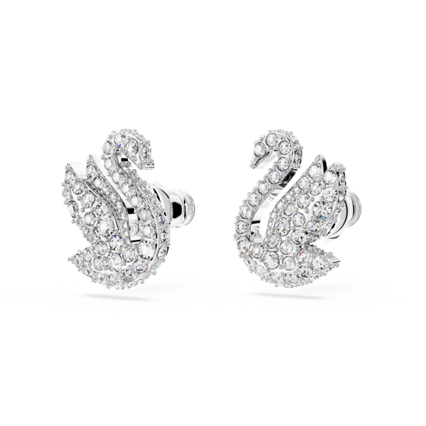 Brincos Swarovski Stud Iconic Swan Cisne Branco Lacado a Ródio