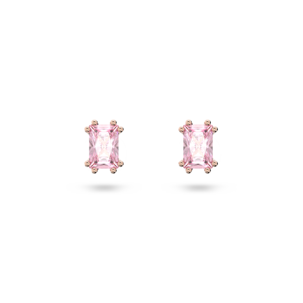 Brincos Swarovski Stud Stilla Lapidação Cushion Rosa Lacado a Rosa Dourado