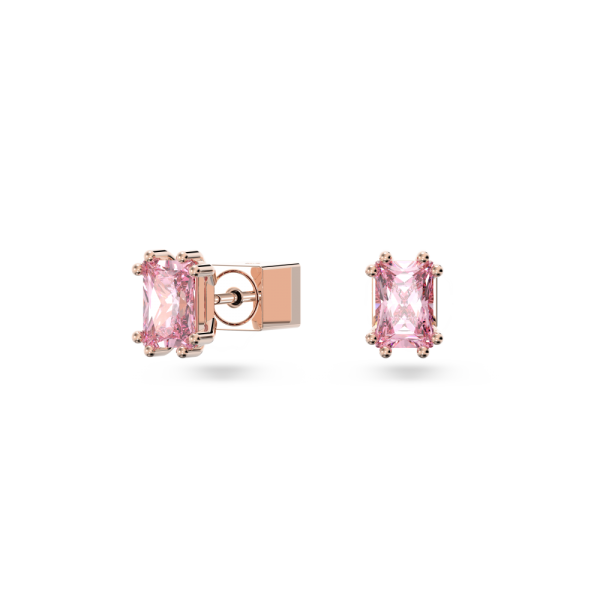 Brincos Swarovski Stud Stilla Lapidação Cushion Rosa Lacado a Rosa Dourado