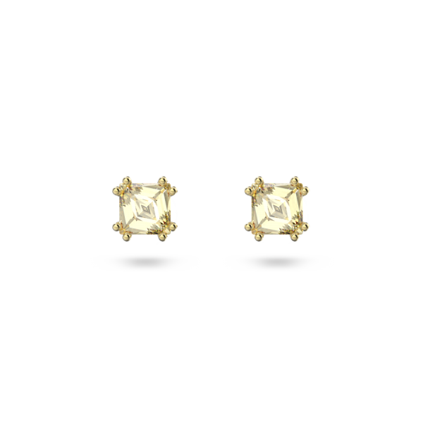 Brincos Swarovski Stud Stilla Lapidação Cushion Amarelo Lacado a Dourado