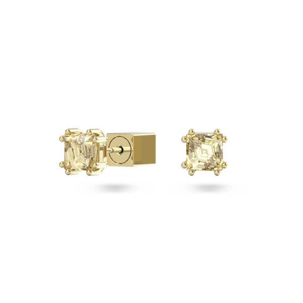 Brincos Swarovski Stud Stilla Lapidação Cushion Amarelo Lacado a Dourado
