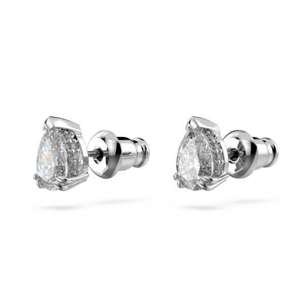 Brincos Swarovski Stud Millenia Lapidação Pera Branco Lacado a Ródio