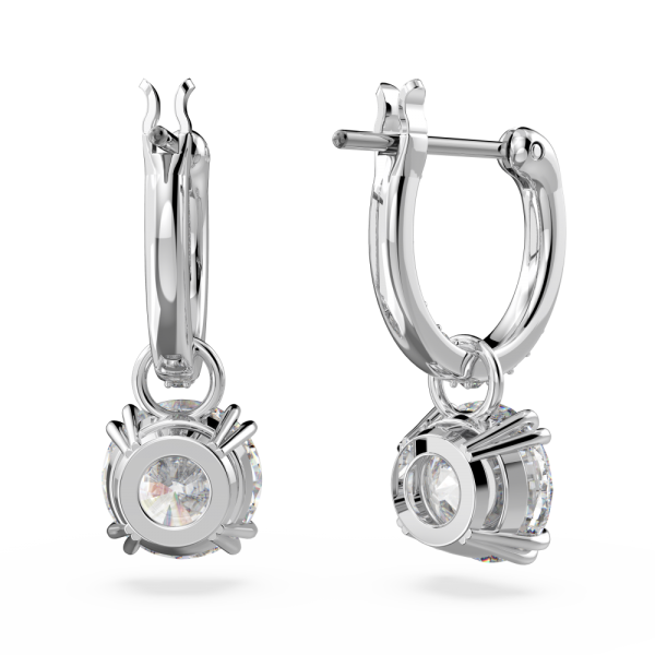 Brincos Swarovski Compridos Constella Lapidação Redonda Branco Lacado a Ródio