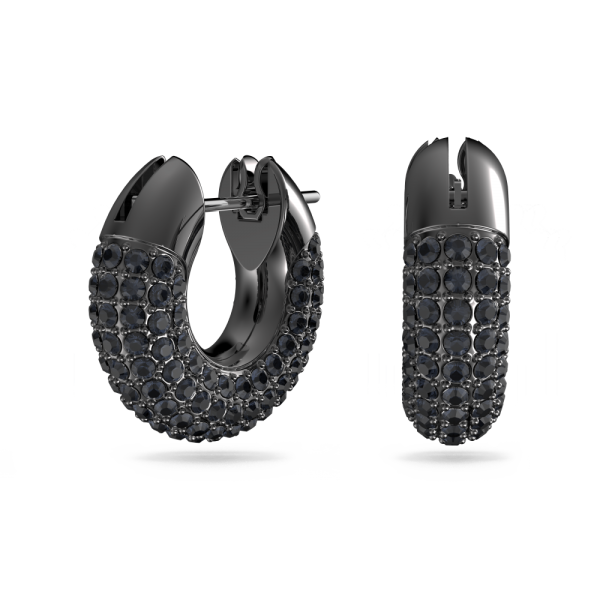 Brincos Swarovski Argola Dextera Pequenas Pretos Lacada a Ródio