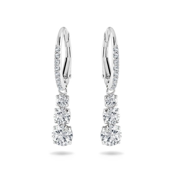 Brincos Swarovski Argola Attract Trilogy Lapidação Redonda Brancos Lacado a Ródio