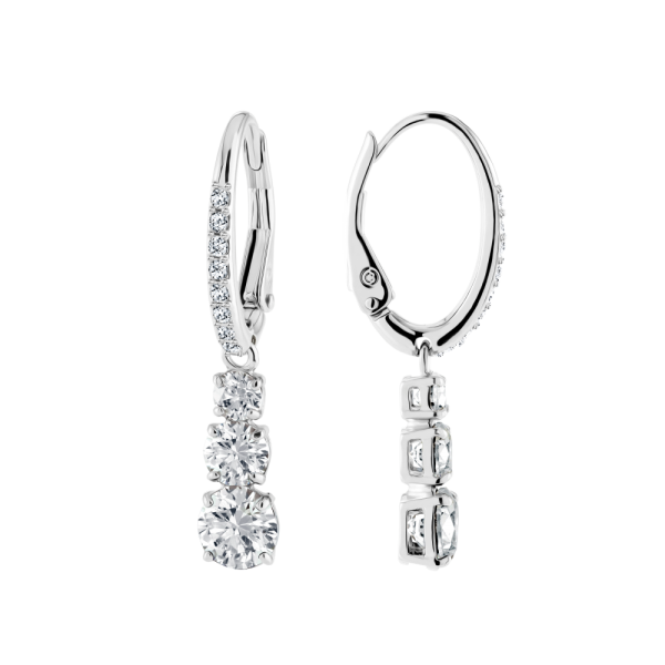 Brincos Swarovski Argola Attract Trilogy Lapidação Redonda Brancos Lacado a Ródio