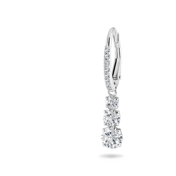 Brincos Swarovski Argola Attract Trilogy Lapidação Redonda Brancos Lacado a Ródio