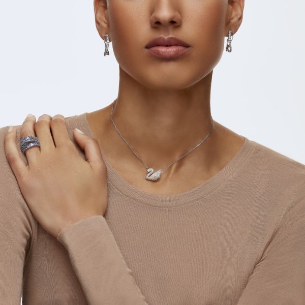 Brincos Swarovski Argola Twist Brancos Lacado a Ródio