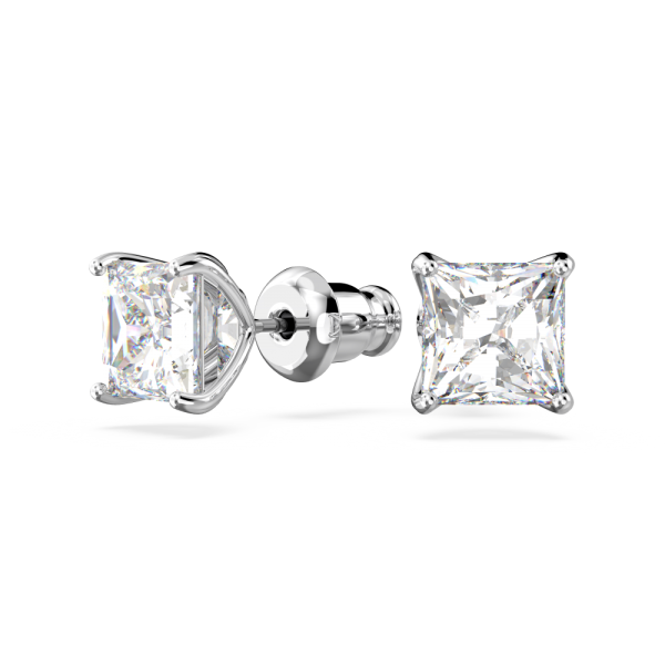 Brincos Swarovski Stud Attract Lapidação Quadrada Branco Lacado a Ródio