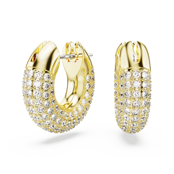 Brincos Swarovski Argola Dextera Pequenas Brancos Lacado a Dourado