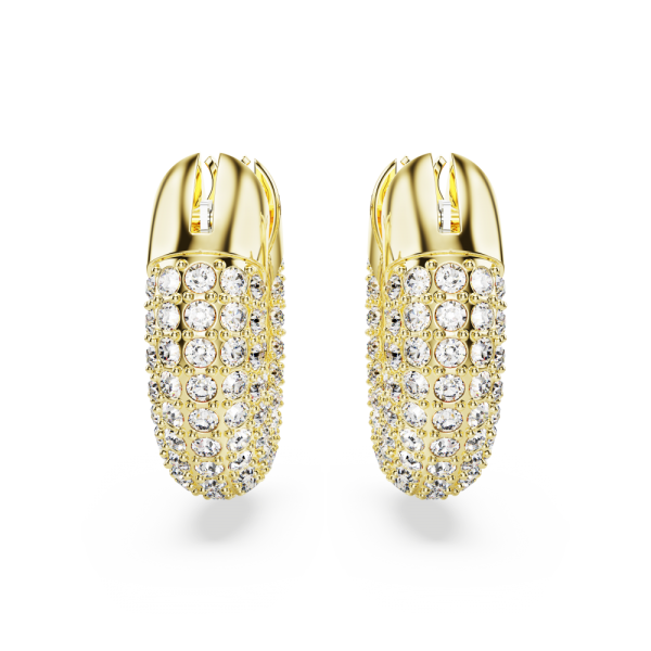 Brincos Swarovski Argola Dextera Pequenas Brancos Lacado a Dourado