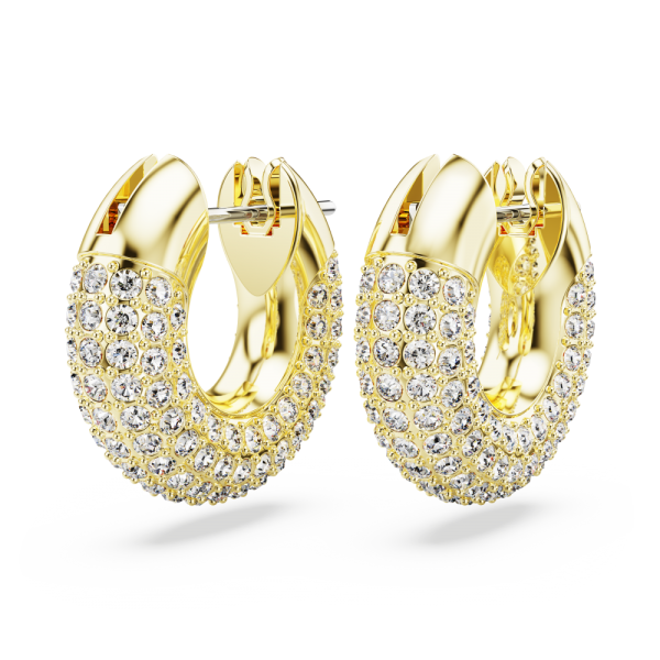 Brincos Swarovski Argola Dextera Pequenas Brancos Lacado a Dourado