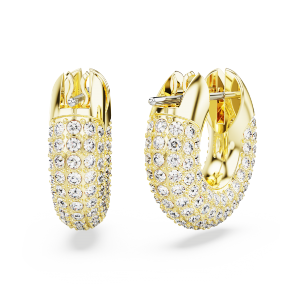 Brincos Swarovski Argola Dextera Pequenas Brancos Lacado a Dourado
