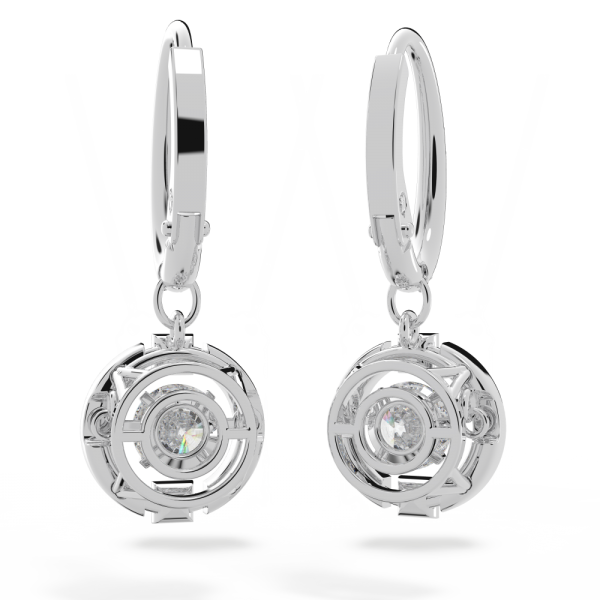 Brincos Swarovski Compridos Sparkling Dance Lapidação Redonda Branco Lacado a Ródio