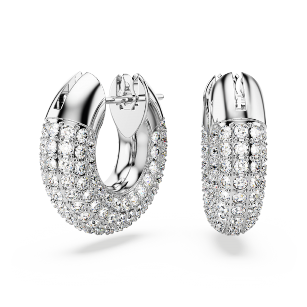 Brincos Swarovski Argola Dextera Pequenas Brancos Lacado a Ródio