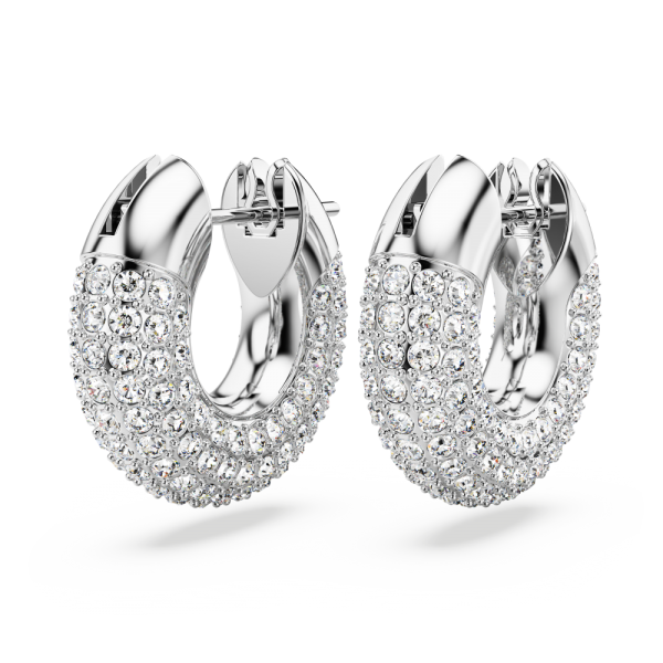 Brincos Swarovski Argola Dextera Pequenas Brancos Lacado a Ródio