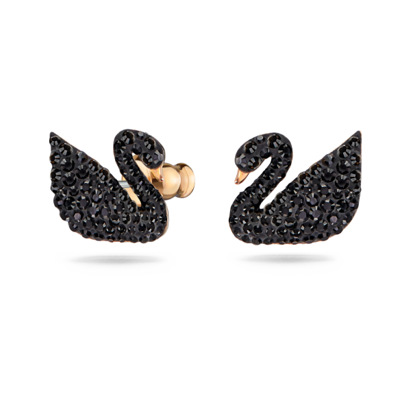 Invólucros para Brincos Swarovski Iconic Swan Cisne Preto Lacado a Rosa Dourado