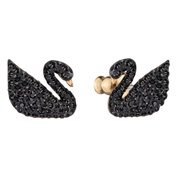 Invólucros para Brincos Swarovski Iconic Swan Cisne Preto Lacado a Rosa Dourado