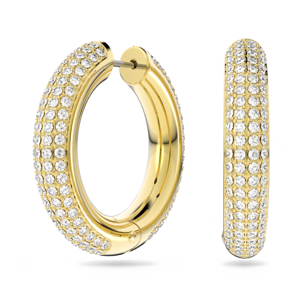 Brincos Swarovski Argola Dextera Médias Brancos Lacado a Dourado