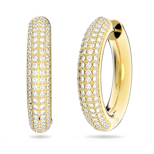 Brincos Swarovski Argola Dextera Médias Brancos Lacado a Dourado
