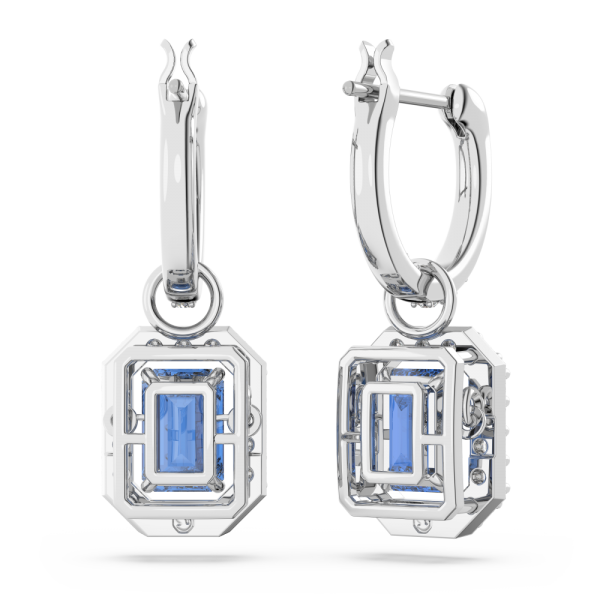 Brincos Swarovski Stud Millenia Lapidação Octogonal Azul Lacado a Ródio