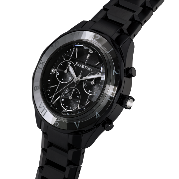 Relógio Swarovski 39Mm Fabrico Suiço Pulseira de Metal Preto Acabamento a Preto