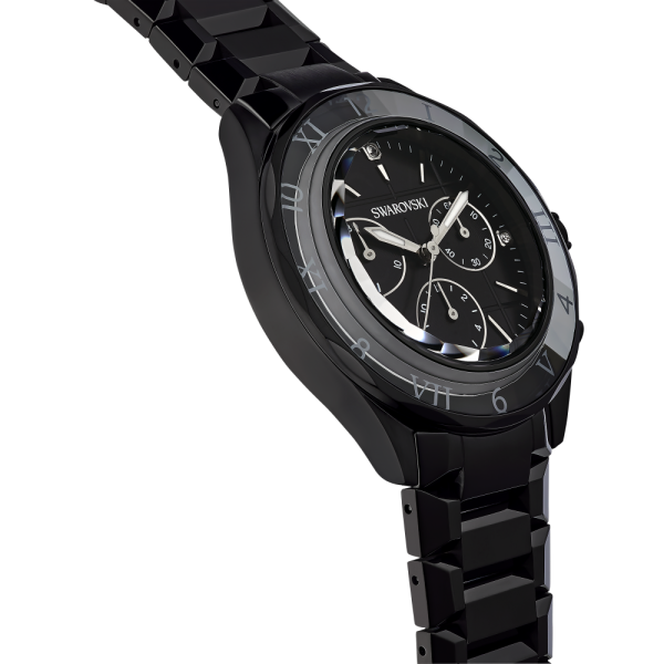 Relógio Swarovski 39Mm Fabrico Suiço Pulseira de Metal Preto Acabamento a Preto