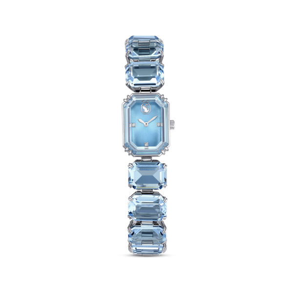 Relógio Swarovski Pulseira de Corte Octagonal Azul Aço Inoxidável