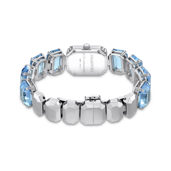 Relógio Swarovski Pulseira de Corte Octagonal Azul Aço Inoxidável