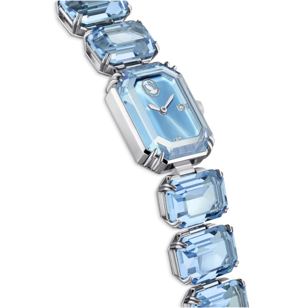 Relógio Swarovski Pulseira de Corte Octagonal Azul Aço Inoxidável