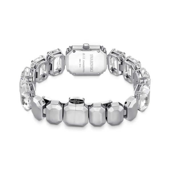 Relógio Swarovski Pulseira de Corte Octagonal Branco Aço Inoxidável