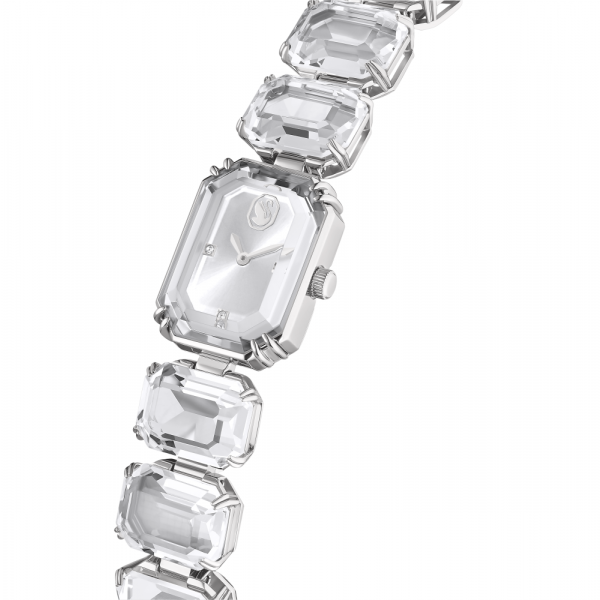 Relógio Swarovski Pulseira de Corte Octagonal Branco Aço Inoxidável