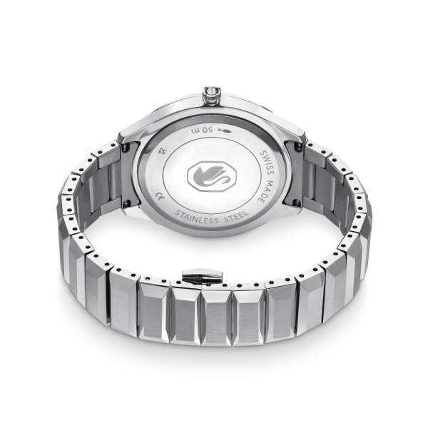 Relógio Swarovski 37Mm Fabrico Suiço Pulseira de Metal Prateado Aço Inoxidável