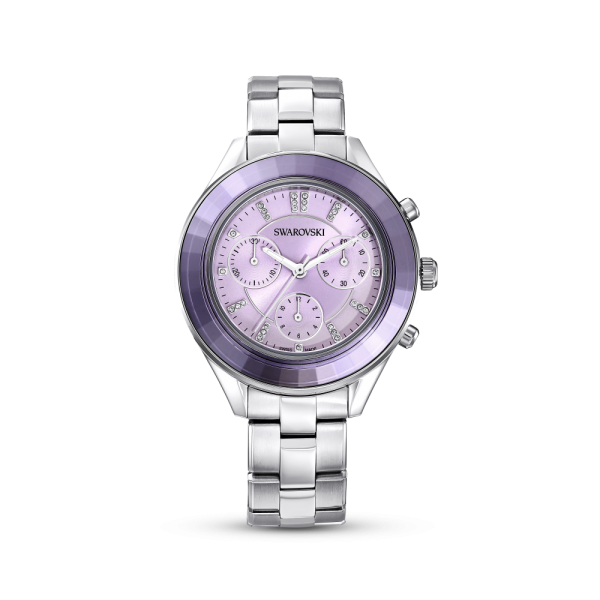 Relógio Swarovski Octea Lux Sport Fabrico Suiço Pulseira de Metal Roxo Aço Inoxidável