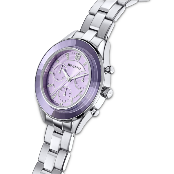 Relógio Swarovski Octea Lux Sport Fabrico Suiço Pulseira de Metal Roxo Aço Inoxidável
