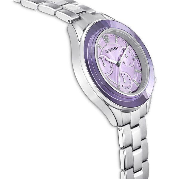 Relógio Swarovski Octea Lux Sport Fabrico Suiço Pulseira de Metal Roxo Aço Inoxidável
