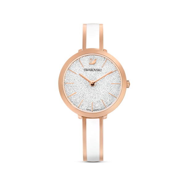 Relógio Swarovski Crystalline Delight Branco Acabamento em Rosa Dourado
