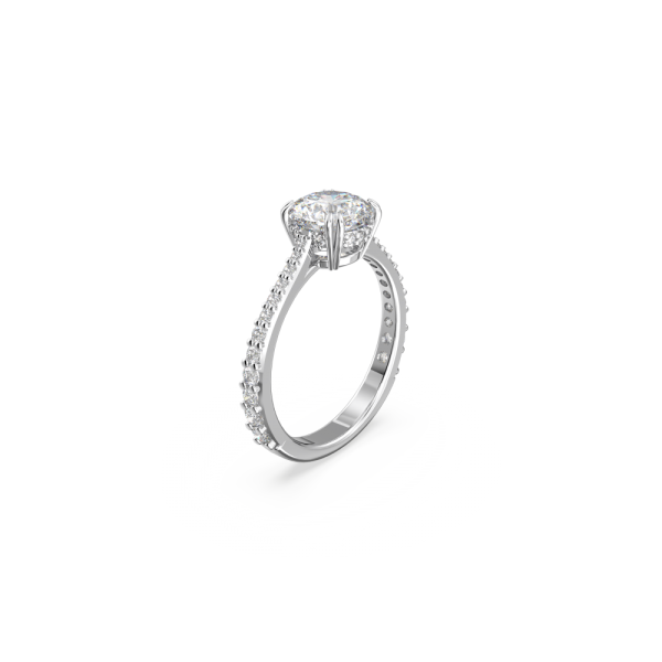 Anel Swarovski Constella Conjunto (2) Lapidação Princesa Branco Lacado a Ródio