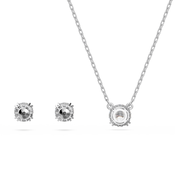 Conjunto Swarovski Constella Lapidação Redonda Branco Lacado a Ródio
