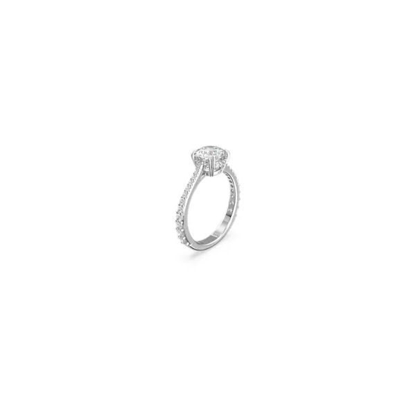 Anel Swarovski Constella Conjunto (2) Lapidação Redonda Branco Lacado a Ródio 55