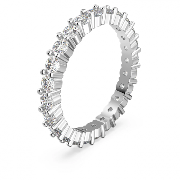 Anel Swarovski Constella Conjunto (2) Lapidação Redonda Branco Lacado a Ródio 55