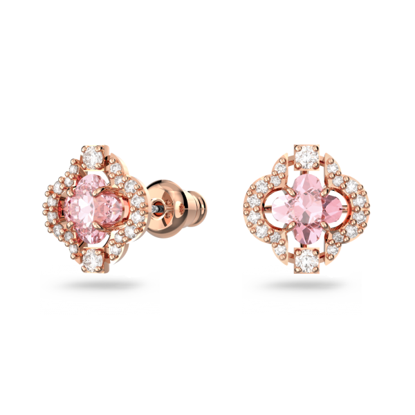 Conjunto Swarovski Sparkling Dance Combinação de Lapidações Trevo de Quatro Folhas Rosa Lacado a Rosa Dourado
