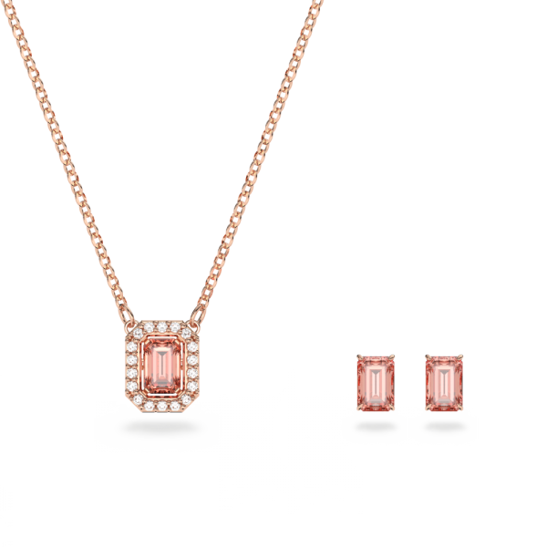 Conjunto Swarovski Millenia Lapidação Octogonal Rosa Lacado a Rosa Dourado